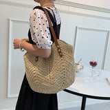 Summer Woven Bag Female Straw Shoulder Bag Straw Handbag Beach Bag Women