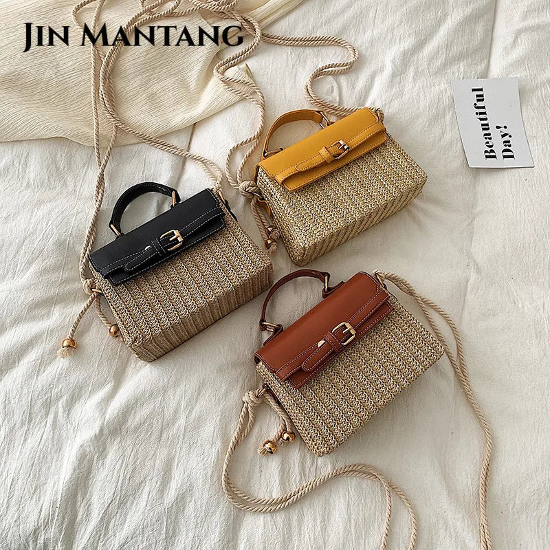 Vintage Rattan Bag Summer Crossbody Straw Handbag
