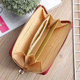 Summer Embroidered Ladies Hand Wallet Grid Multi-card Slot Zipper Puese