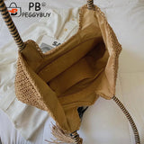 Summer Woven Straw Tassel Braided Shoulder Beach Bag