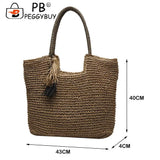 Summer Woven Straw Tassel Braided Shoulder Beach Bag
