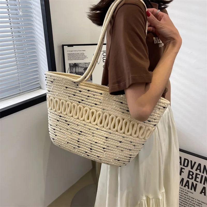 Summer Straw Bag for Women Bohemia Style Shoulder Handbag