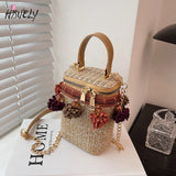 Straw Tassel Shoulder Bag for Summer Vacation