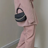Summer Saddle Bag Women's Textured Chain Shoulder Bag