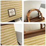 Summer Bamboo Handle Braided Bag Cross Body Bag