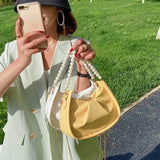 Summer Pleated Handlebags For Women PU Cloud Bags Armpit Bag Shopping Shoulder B