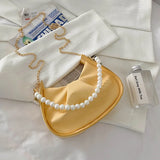 Summer Pleated Handlebags For Women PU Cloud Bags Armpit Bag Shopping Shoulder B