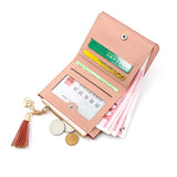 Small Leather Tassel Wallet for Women