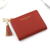 Small Leather Tassel Wallet for Women