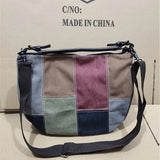 Women Canvas Shoulder Bags Patchwork Handbags Tavel Totes Cross Body Bags