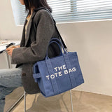 Diagonal Literary Fan Letter Canvas Shoulder Bag