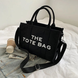 Diagonal Literary Fan Letter Canvas Shoulder Bag