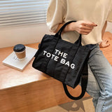 Diagonal Literary Fan Letter Canvas Shoulder Bag