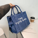 Diagonal Literary Fan Letter Canvas Shoulder Bag