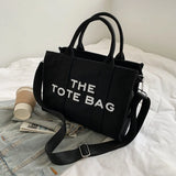 Diagonal Literary Fan Letter Canvas Shoulder Bag
