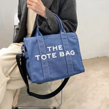 Diagonal Literary Fan Letter Canvas Shoulder Bag