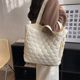 Quilted Nylon Shopper Handbag for Women, Big Shoulder Bag with Soft Cotton