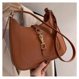 Vintage Half Moon Leather Crossbody Bag Underarm Women Handbags