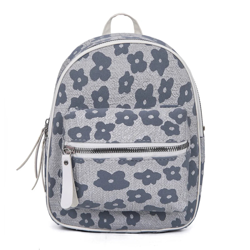 Flower Nylon Student Backpack for Teen Girls Casual Rucksack Bagpack