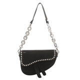 High-Grade Chain Diamond Crossbody Saddle Bag