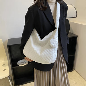 Women's Large Capacity Shoulder Bag Rhombic Tote Satchel Bag