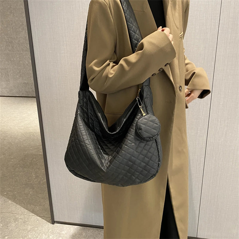 Women's Large Capacity Shoulder Bag Rhombic Tote Satchel Bag