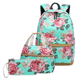 USB Charging Canvas Backpack 3 Pcs/set Women School Backpacks