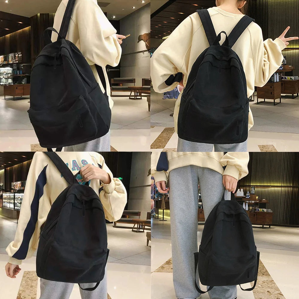 Unisex Shoulder Backpack Casual Solid Hiking Backpack Outdoor Sport School Bag