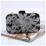 Vintage Flower Embroidery Silver Evening Bags Retro Party Clutches