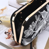 Vintage Flower Embroidery Silver Evening Bags Retro Party Clutches