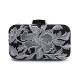 Vintage Flower Embroidery Silver Evening Bags Retro Party Clutches