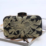 Vintage Flower Embroidery Silver Evening Bags Retro Party Clutches