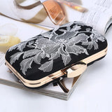 Vintage Flower Embroidery Silver Evening Bags Retro Party Clutches