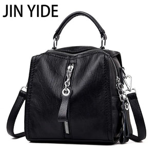 Vintage Cow Leather Handbags Tassel Crossbody Shoulder Bag Boston Hand Bags
