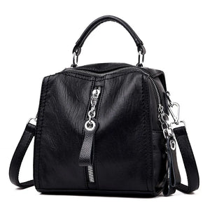 Vintage Cow Leather Handbags Tassel Crossbody Shoulder Bag Boston Hand Bags
