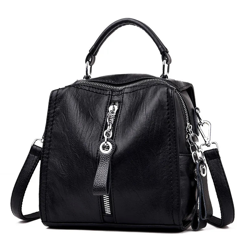 Vintage Cow Leather Handbags Tassel Crossbody Shoulder Bag Boston Hand Bags
