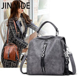 Vintage Cow Leather Handbags Tassel Crossbody Shoulder Bag Boston Hand Bags