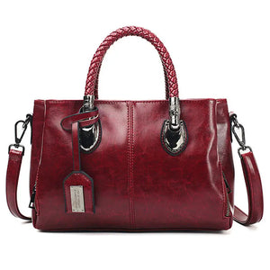 Vintage Oil Wax Leather Handbags Women Bags Ladies Hand Bags