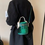 Vintage Quilting Velvet Womens Crossbody Scarf Wrapped Chain Zipper Bucket Bag