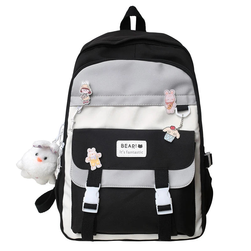 Waterproof Nylon Women Backpack High School Backpacks for Girls Boys Female