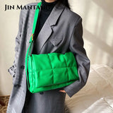 Winter Quilted Ladies Padded Shoulder Crossbody Bag Soft PU Leather Messenger