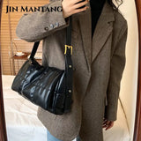 Winter Quilted Ladies Padded Shoulder Crossbody Bag Soft PU Leather Messenger
