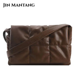 Winter Quilted Ladies Padded Shoulder Crossbody Bag Soft PU Leather Messenger