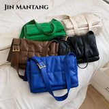 Winter Quilted Ladies Padded Shoulder Crossbody Bag Soft PU Leather Messenger