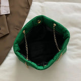 Winter Plaid Shoulder Bags Down Cotton Padded Tote Women Messenger Bags