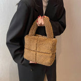 Faux Fur Shoulder Bag Women Casual Plush Crossbody Bag Purse Bucket Bag