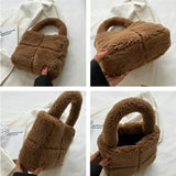 Faux Fur Shoulder Bag Women Casual Plush Crossbody Bag Purse Bucket Bag