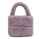 Faux Fur Shoulder Bag Women Casual Plush Crossbody Bag Purse Bucket Bag