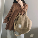 Winter Large Capacity Plush Shoulder Bag Women Street Totes