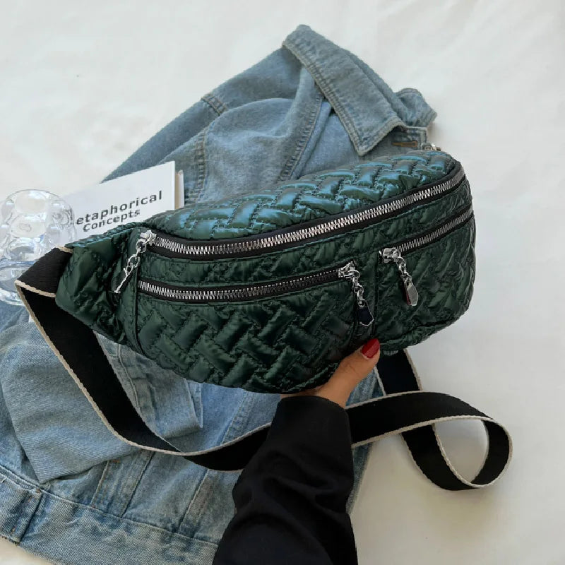Winter Women's Waist Pack Cotton Crossbody Bag Casual Down Chest Bags
